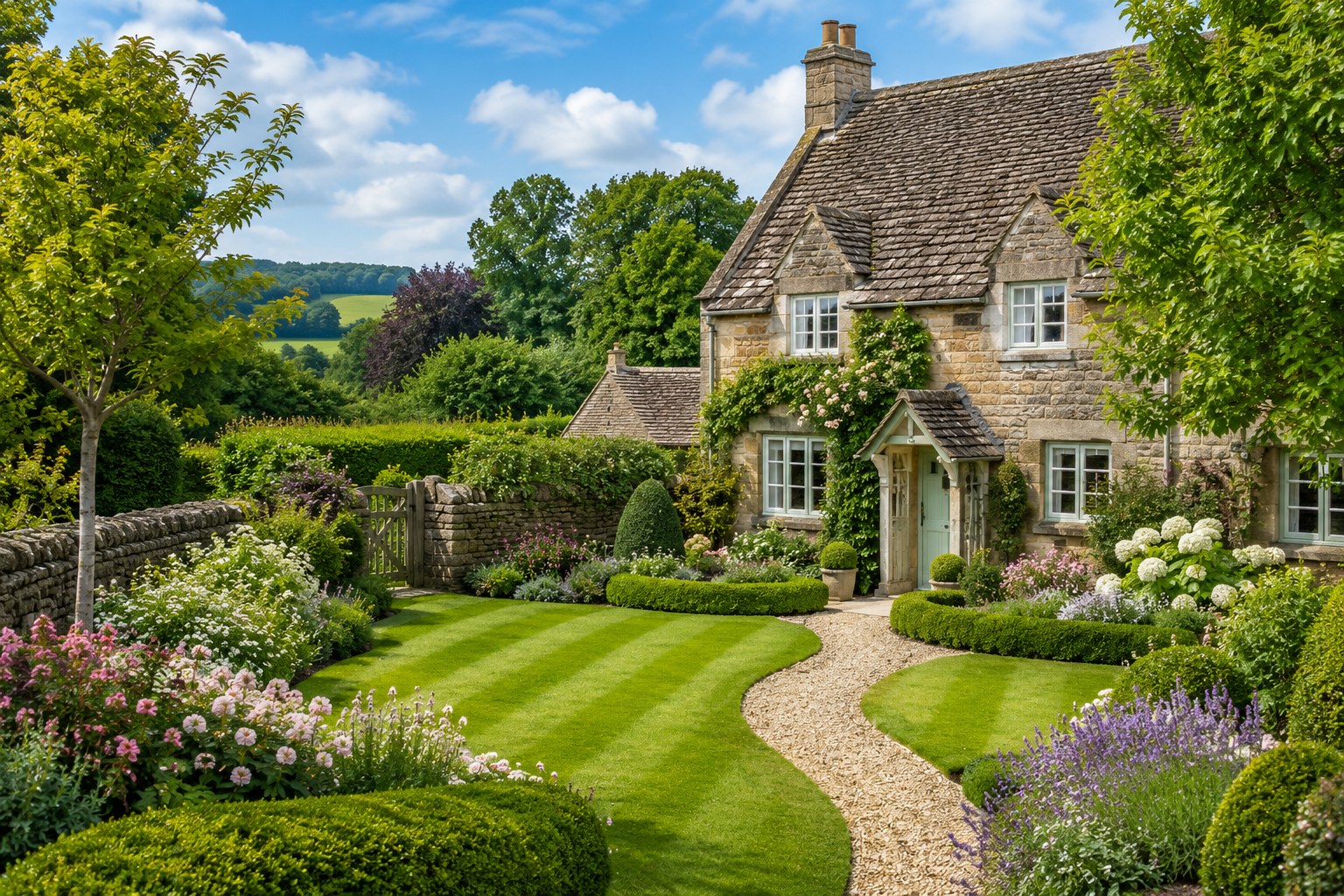 Happy gardener smiling in a sunny garden