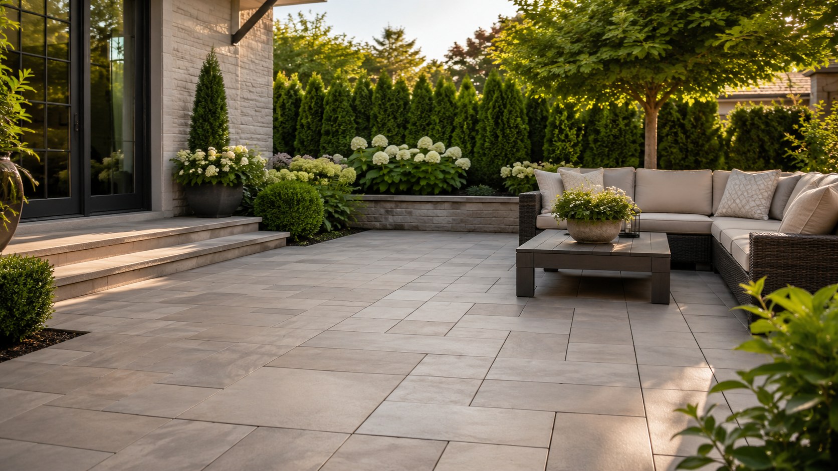 Beautifully cleared and sweeping patio area