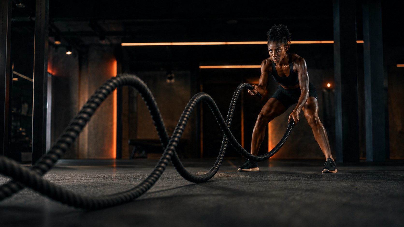 One to one coaching, battle ropes