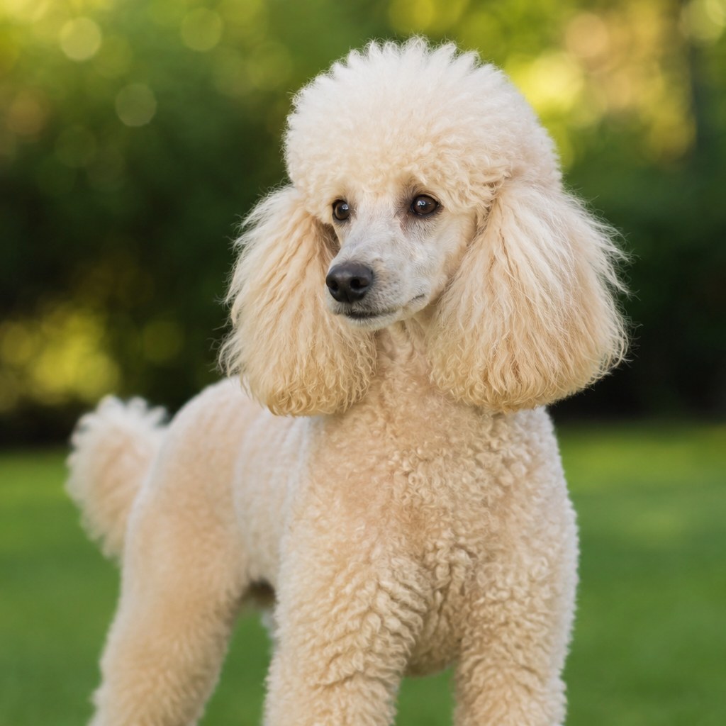 Full dog grooming result - poodle in the park