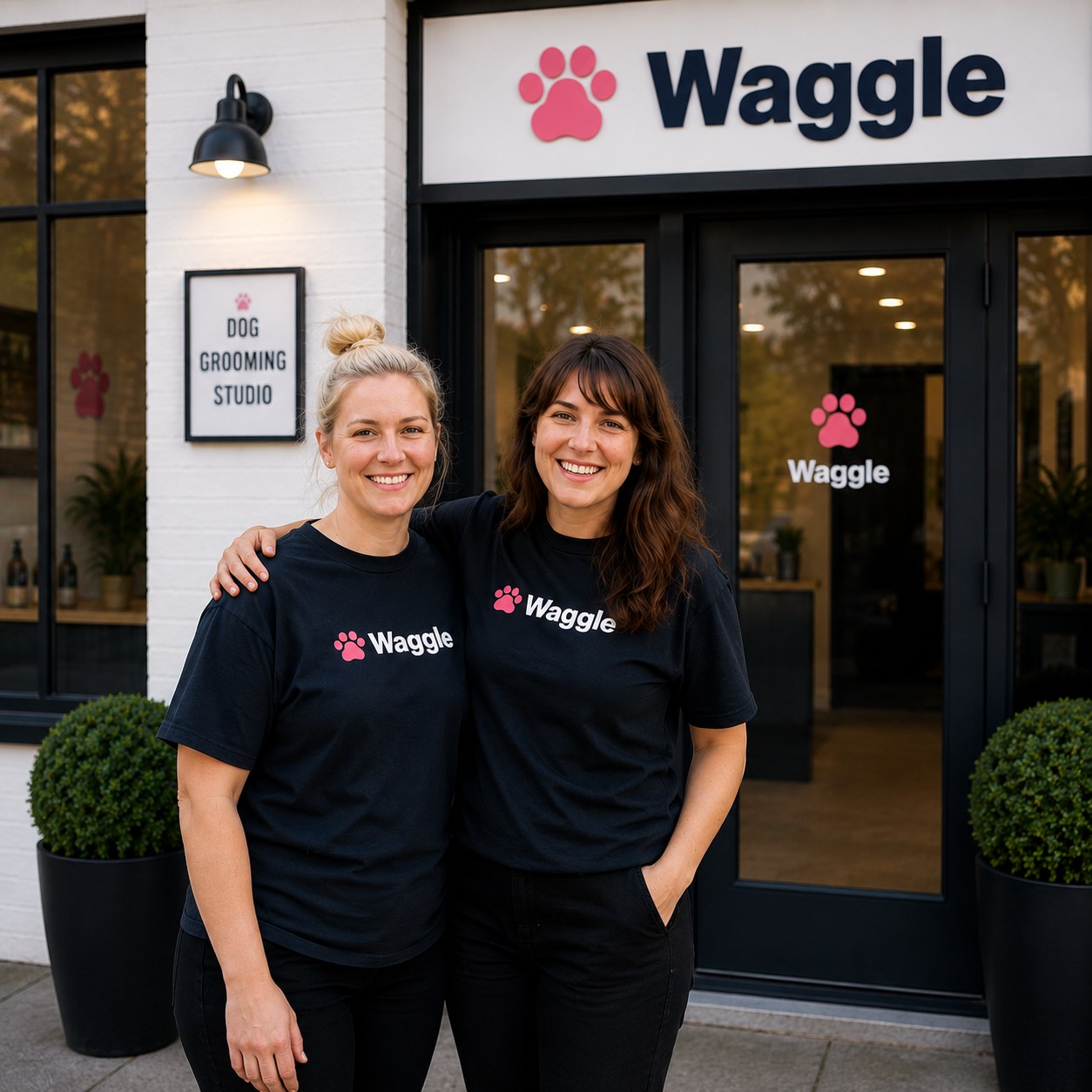 The owners of Waggle dog grooming studio