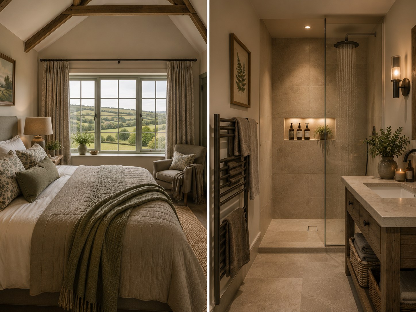 Bedroom and bathroom