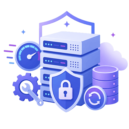 Managed hosting, security, backups, and maintenance illustration