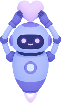 Friendly Digiweave robot holding a heart
