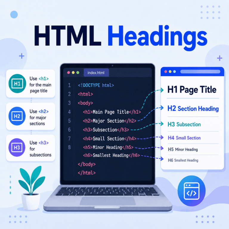 HTML headings tutorial illustration