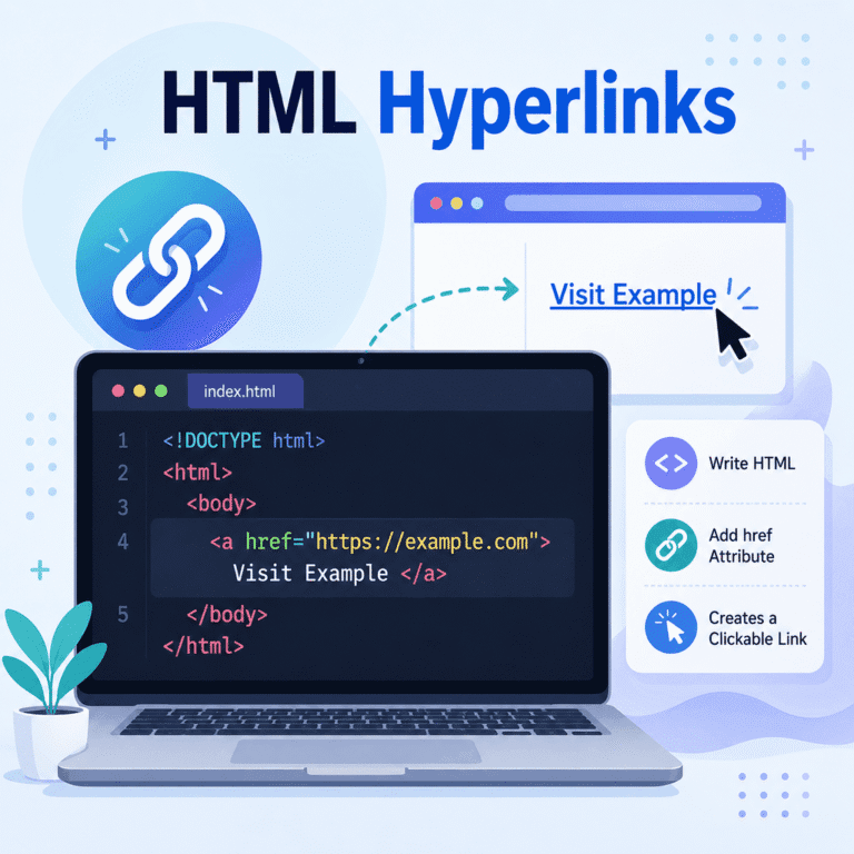 HTML hyperlinks tutorial illustration