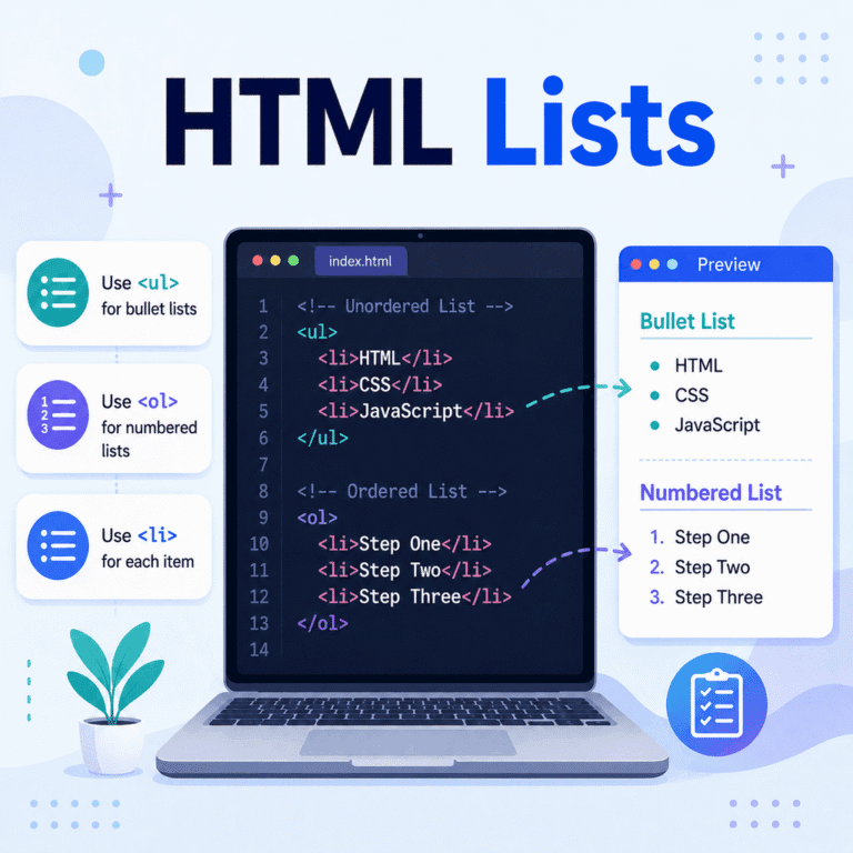 HTML lists tutorial illustration